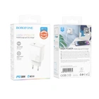 Сетевое зарядное устройство Borofone BA77A Insightful Type-C PD / QC 30W, White