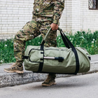 Универсальная сумка баул военная, армейский баул олива Оксфорд 100 л тактический баул-рюкзак - изображение 5