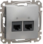 Розетка двойная компьютерная Schneider Electric Sedna Design внутренняя 2 х RJ45 кат. 5е UTP Алюминий (SDD113452)