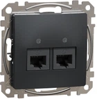 Розетка двойная компьютерная Schneider Electric Sedna Design внутренняя 2 х RJ45 кат. 5е UTP Черная (SDD114452)
