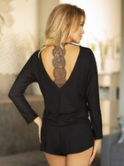 Піжама (лонгслів + шорти) жіноча з віскози Kalimo Chalandri S Чорна (5902429215063) - зображення 2