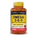 Жирные кислоты Mason Natural Тройная Омега 3-6-9 1200 мг масло рыбы льна и огуречника Omega 3-6-9 1200 mg Fish Flax & Borage Oils 60 гелевых капсул