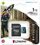 Карта пам'яті Kingston MicroSDXC 1TB Canvas Go! Plus Class 10 UHS-I U3 V30 A2 + SD-адаптер (SDCG3/1TB) - зображення 3