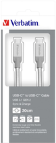 Kabel Verbatim USB Type-C - USB Type-C 0.3 m Silver (0023942488675) - obraz 4