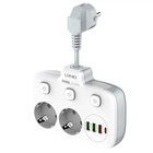 Мережевий подовжувач фільтр LDNIO SE2435 |2500W, 0.01м, 2 розетки, 3USB/1Type-C, 10A/20W, PD/QC| White