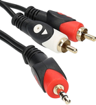 Kabel Libox 3.5 mm (mini-jack) - 2x RCA M/M 1.5 m Black (KAB-POŁ-0042) - obraz 1