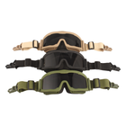 Тактичні окуляри захисна маска Solve з кріпленнями на каску з 3 змінними лінзами Олива-товщина лінз 3 мм - зображення 6