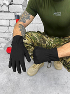 Зимові рукавички SOFSHELL black з карабіном L - зображення 1