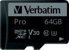 Карта пам'яті Verbatim Pro microSDHC 64GB Class UH-3 + SD-адаптер (23942470427) - зображення 2