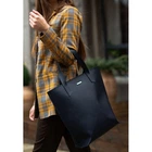 Женская сумка шоппер из натуральной кожи краст для документов и ноутбука, большая, темно-синяя 67863