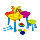 Столик для игр с песком Kinder Way 4 отделения/стульчик/пасочки/лопатка/грабли 01-122