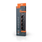 Мережевий подовжувач VIDEX ONCORD з/з 4 розетки з кнопкою 3м(3x1.5мм) та USB(QC3.0)+USB-C(PD18W) чорний