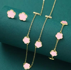 Комплект украшений NEULRY "Flower" женское колье, серьги и браслет, золотисто-розовый (85886499)