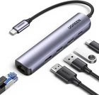 Концентратор 5-in-1 USB Type-C UGREEN CM418 гигабитный Ethernet адаптер RJ45 HDMI 4K HUB USB 5Gbps с дополнительным питанием PD 100W Сетевая карта Grey (10919)
