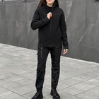 Женская Форма "Pobedov" Куртка на микрофлисе + Брюки - Карго / Демисезонный Костюм черный размер 3XL - изображение 1