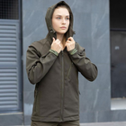 Женская Демисезонная Куртка Soft Shell "Pobedov Matrix" с капюшоном олива размер L - изображение 5