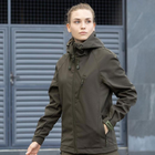 Женская Демисезонная Куртка Soft Shell "Pobedov Matrix" с капюшоном олива размер XL - изображение 1