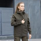 Жіноча Демісезонна Куртка Soft Shell "Pobedov Matrix" з капюшоном олива розмір XL - зображення 3