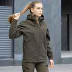 Жіноча Демісезонна Куртка Soft Shell "Pobedov Matrix" з капюшоном олива розмір 3XL - зображення 4