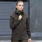 Женская Демисезонная Куртка Soft Shell "Pobedov Matrix" с капюшоном олива размер 2XL - изображение 2
