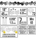 Цепка на Бензопилу 45 см 0.325" 72Z YATO (YT-84943)