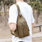 Тактическая сумка через плечо – водонепроницаемая сумка слинг из кордуры на 4 кармана. Цвет: койот - изображение 2