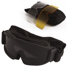 Тактические очки защитная маска с креплениями на каску с 3 сменными линзами Черная-толщина линз 3 мм - изображение 1