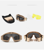 Тактичні окуляри захисна маска із кріпленнями на каску із 3 змінними лінзами Койот - зображення 3