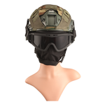 Тактичні окуляри захисна маска із кріпленнями на каску із 3 змінними лінзами Чорна - зображення 2