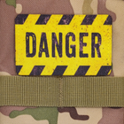 Шеврон Danger, 8х5, на липучке (велкро), патч печатный - изображение 2