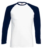 Футболка с длинным рукавом мужская Fruit of the Loom Long sleeve baseball XXL Белый с темно-синим (0610280WE2XL)
