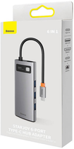 Хаб USB-C 6в1 Baseus StarJoy Series HDMI + 3 x USB 3.0 + USB-C PD + RJ45 Dark Gray (WKWG080013) - зображення 9