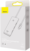 Хаб USB-C 4в1 Baseus Lite Series 4 x USB 3.0 + USB-C 25 cm White (WKQX030302) - зображення 5