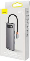 Хаб USB-C 8в1 Baseus StarJoy Metal Glam Series HDMI + 3 x USB 3.0 + USB-C PD + RJ45 + SD/TF Gray (WKWG080113) - зображення 6