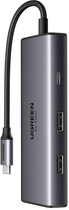 Adapter Hub USB 6w1 Ugreen 2 x USB 3.0 + USB-C + 2 x HDMI + PD Gray (6941876218523) - obraz 1