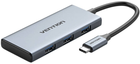 Хаб USB-C Vention HDMI 3 x USB 3.0 + SD + TF 0.15 m Gray (6922794767003) - зображення 1