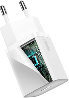 Мережевий зарядний пристрій Baseus Super Si Quick Charger 1C 20 W з дротом USB-C - Lightning 1 м White (TZCCSUP-B02) - зображення 4