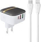 Мережевий зарядний пристрій Ldnio 2 x USB - USB-C 32 W + кабель USB-C - Lightning (A3513Q Type-C - lig) - зображення 1