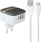 Мережевий зарядний пристрій Ldnio 2 x USB - USB-C 32 W + кабель USB-C - Lightning (A3513Q Type-C - lig) - зображення 4