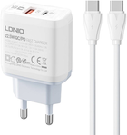 Мережевий зарядний пристрій Ldnio USB - USB-C 22.5 W + кабель USB-C - USB-C (A2421C Type-C-Type-C)