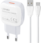 Мережевий зарядний пристрій Ldnio 18 W + кабель MicroUSB (A1306Q Micro) - зображення 1