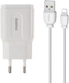 Мережевий зарядний пристрій Remax 2 x USB 2.4 A + кабель Lightning White (RP-U22 L White) - зображення 1