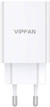 Мережевий зарядний пристрій Vipfan USB 18 W QC 3.0 + кабель USB-C White (E03S-TC) - зображення 1