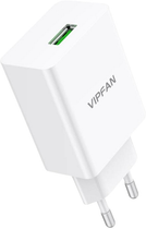 Мережевий зарядний пристрій Vipfan USB 18 W QC 3.0 + кабель Micro USB White (E03S-MK) - зображення 4