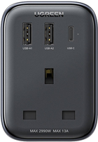 Адаптер для подорожей Ugreen UK - EU CD314 2 x USB-A 1 x USB-C Black (6941876212903) - зображення 2