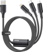 Кабель ESSAGER Simple 3 in 1 Micro+Type-c+Lightning 1.2 м 100W Black (EXCMTL-JJ01-P)