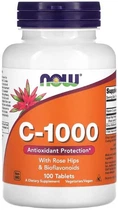 Вітамін С NOW C-1000 with rose hips 100 таб bioflavonoids
