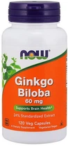 Натуральная добавка Now Foods Ginkgo Biloba 60 мг 60 Капсулы