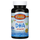 Рыбий жир для детей, Kids Chewable DHA, Carlson Labs, апельсин, 100 мг, 60 капсул (CAR-01570)
