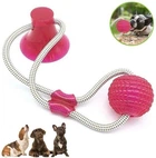 Іграшка для собак канат на присоску з м'ячем Dog Toy Rope рожевий